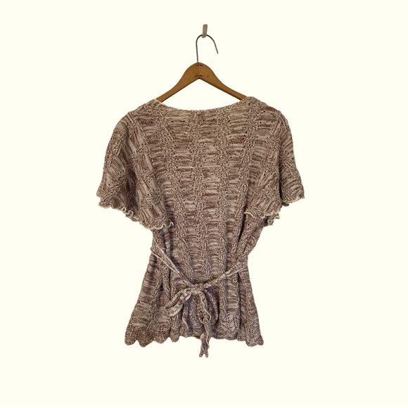 Grace Elements Laguna Ivory tan  cotton knit scallop hem sweater top sz s - Picture 8 of 12